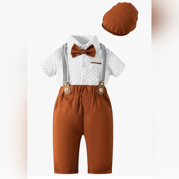 Baby Boy Clothes Short Sleeve Gentleman Outfits 0-3M - Picture 1 of 12